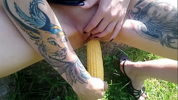 Hot Lucy Ravenblood fucking pussy with corn in public my Tube