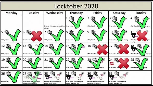 हॉट Locktober 2020 - The tasks that each proper chastity slave should perform that month of the year. You have to follow all the tasks consistently. You must not skip any task. Any task you miss for whatever reason, means your dick stays locked an extra day मेरी ट्यूब