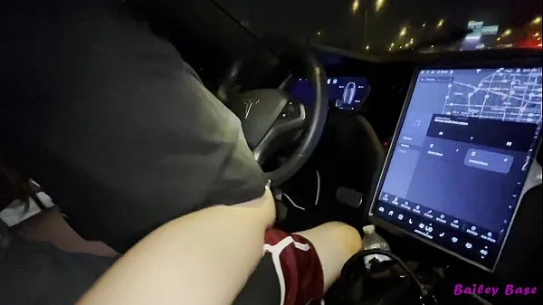 Hot Hot skinny teen Bailey Base rides boyfriend while Tesla Autopilot my Tube