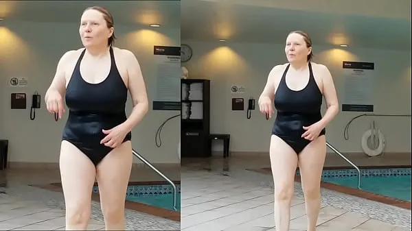 Hot Sexy Grandma is Sexy at 66 in a black swimsuit my Tube