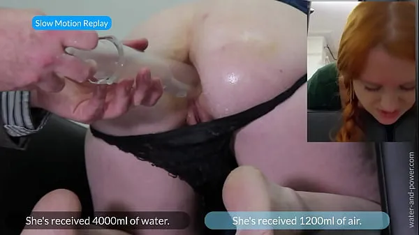 Hot Fiona stuggles to take a six liter enema my Tube